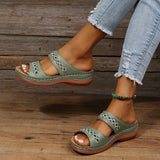 Women Wedge Sandals Premium Orthopedic Open Toe Slippers Vintage Anti-Slip Leather Casual Female Platform Retro Shoes