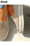 sneakers Women's Shoes 2023 Flats Rhinestone Bling Sewing Platform Loafers luxury Casual Comfortable