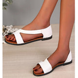 Summer Shoes Women Sandals Flat Beach Shoes Woman Plus Size Gladiator Solid Sandal Comfort Leather