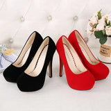 Women Pumps Fashion Flock Womens Sandals 14cm Platform Wedding Pumps Casual Thin Heels Womens