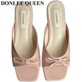 Brand Bow Knot Slippers Women Flat Heels Slide 2023 Summer Sandal Beach Vacation Flip Flops Casual Shoes Sandalias