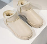 Snow Boot Style Short Mini Winter Sheepskin Boots Women Waterproof Natural Wool Ankle Boots Fur Lined Ankle Warm Flat