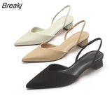 Summer 2022 Shoes For Women Soild Middle Heel Casual Pointed Toe Square Heel Sandals With Thin Straps Zapatos Para