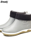 Rain shoes Men Waterproof Rain Boots Non-Slip Rubber Boots Shoes Removable Velvet Cover Four Seasons Work Rubber