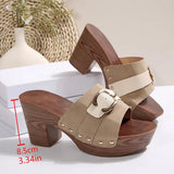 Breakj Summer New High Heel Slippers Women's Shoes Wide Striped High Heel Waterproof Table