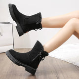 Breakj Boots Women's 2023 New Large Size Casual Round Head Short Tube Side Zipper Cotton