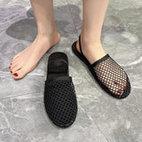 and The United States Hollow Mesh Small Weave Roman Sandals New Fashion All Round Head Flat Baotou Drag
