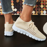 Breathable Knitted Sport Sneakers Women 2023 Autumn Plus Size Soft Soft Walking Shoes Ladies Slip On Mesh Casual