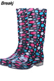 Women Rain Boots Waterproof Lightweight Knee-High Garden Shoes Woman Flower Rubber Platform Work Boot Botas De