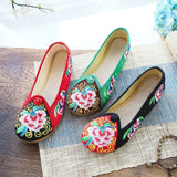 Breakj Shoes Ox Tendon Bottom Big Head Shoes Mother Grandma Shoes A Foot Pedal Cloth Shoe Women's Single Shoes Embroidered