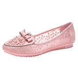 New Women's Sandals Summer Breathable Ladies Slip-on Lace Mesh Flat Sandals Cool