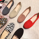 Knitted Beanie Shoes Flat Women Shoes Single Shoes Solid Color Simple Weave Round Toe Woman Shoes Plus Size