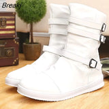 and Winter Men's Boots Boots Men's Shoes Zipper Leather Boots High-top Metal Buckle Short Boots