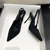 Breakj Heels 2025 Spring New Sexy Night Club Pointed Women's Single Shoes With Shallow Mouth Water Drill Bag Head