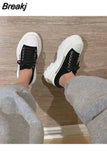 New Autumn Sports Female Heightening Vulcanized Shoes Thick-soled Tennis Platform Canvas White Sneakers Women Luxury