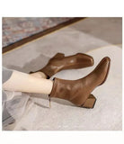 Breakj Boots Women 2025 New Autumn And Winter Korean Version Of The Square Head And Zipper High And Velvet Cylinder Thin Short