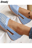 Baotou Sandals Women's Summer New Round Toe Breathable Casual Solid Color Non-slip Flat Large Size Women's