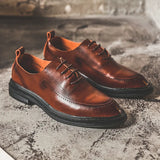 Breakj Men's Shoes Spring New Low Top Leather Pointed Men's Business Leather Shoes Men's British Leather Shoes