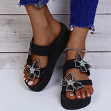 Summer Sandals Ladies Casual Flip Flops Crystal Butterfly Platform Open Toe Thick Bottom Slippers Beach Zapatos De