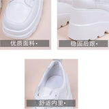New White Wedge Strap Shoes Platform Breathable Hollow Shoes Thick Sole Large High Heels Women's Shoes Heels