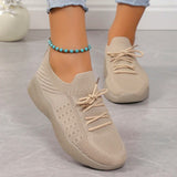Women's Breathable Knitted Sneakers Autumn Comfort Thick Bottom Walking Shoes Women Non Slip Mesh Flat Shoes Size