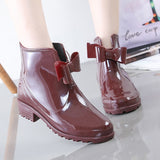 Fashion Women Rain Boots Fashion Non-Slip Women's Water Shoes Flat Bottom Women Velvet Short Tube Warm