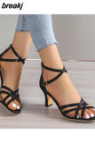 Sandals Women 2023 New Simple Back Zipper Fishmouth High Heels Women Shoes Summer Fashion Stiletto Women