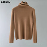 collar Loose soft pure color turtleneck Sweater Pullovers for Women Casual Long Sleeve Sweater Jumpers Female