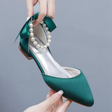 Breakj Cm Flat Tip Hollow Sandals Low Heel White Ribbon Wedding