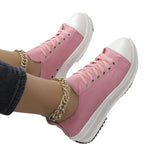 Breakj Casual Single-Shoe Women 2025 Spring And Autumn New Round Head Tie With Thick Bottom Low Help Canvas Single