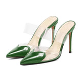 Women Sandals Mixed Colors Transparency Thin Heel Party Femme Shoes Spring Summer Pointed Toe Prom Pumps Designer Shoes