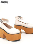 Thick Heels Platform Sandals For Women 2023 European Style Ankle Buckle Sandals Comfy Walking Lady Sandals