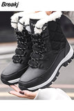 Boots Women Winter Shoes Keep Warm Non-slip Black Snow Boots Ladies Lace-up Boots Chaussures Femme Booties Woman Flat