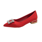 Women Flats Wedding Shoes Rhinestone Pointed Toes Cinderella Cryatal Shoes Flat Slip On Spring Summer Party Shoes Plus Size