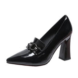 Breakj Autumn Women's Shoes Fashion Tip Fine Heel Single Shoes British Wind Shoes High Heels Spring And Autumn Work Single Shoes