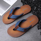 New Home Men Soft Slippers Summer Classic Beach Sandals Men Hand-sewn Flat Flip Flops PU Rubber Platform Adult