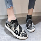 Women Tennis Sports Sneakers Autumn Winter Canvas Flats Platform Ladies Leopard Sleeve Buckle Strap Punk Slip-On
