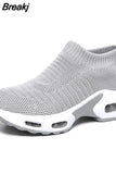 Women Sneakers 2023 Spring Flat Shoes Slip on Platform Sneakers for Women Black Breathable Mesh Sock Sneakers