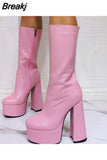 Design Great Quality Patchwork Super High Heel Ankle Boots Platform 2023 Sexy Elegant Woman Fashion Shoes Big Size