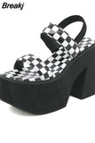 Thick Heels Platform Sandals For Women 2023 European Style Ankle Buckle Sandals Comfy Walking Lady Sandals