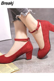 Women's High Heels Round Toe 2023 New Fashion Shoes Thick Heel Pink Women's Shoes Elegant and Comfortable Ladies