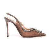 2022 Modern Sandals Party Blingbling Back Strap Pointed Toe Sexy Sandals Fashion Thin Heels 8.5cm High