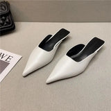 New Low Heel Slippers Summer Close Toe Outdoor Mules Casual Pumps Street Style Mum‘s Sandal Slip On Half Slippers