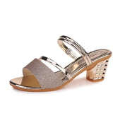 2022 Gold Women Pumps Sandals Summer Open Toe High Heels Low Block Heel Shoes Gladiator Ankle Strap High Gladiator Women