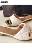 Square Toe Slippers Women Peep Toe Heel Slides Summer Shoe Women Embroidery Mule Massage Outsole Slipper Size