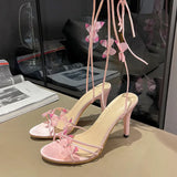 Heel Sandals Woman 2024 Butterfly Decoration Women's Shoe High Heels for Womens Shoes Round Toe Heels Hiking Sandal