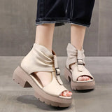 Women's Sandals Wedge Heels Leather Open Toe Summer Fashion Women's Gladiator Sandals Platform Shoes Women's