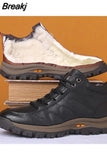 New Men Waterproof Ankle Boots Winter Warm Plush Snow Outdoor Sneaker Work Male Rubber