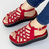 Women Sandals Ankle Strap Summer Shoes For Women Heels Sandals Lightweight Platform Sandals Summer Flat Heeled Sandalias