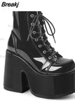 Design Cool Block Great Quality Gothic Style Woman Boots Fashion Chunky Platform Cosy Woman Shoes Ankle Boots Big Size